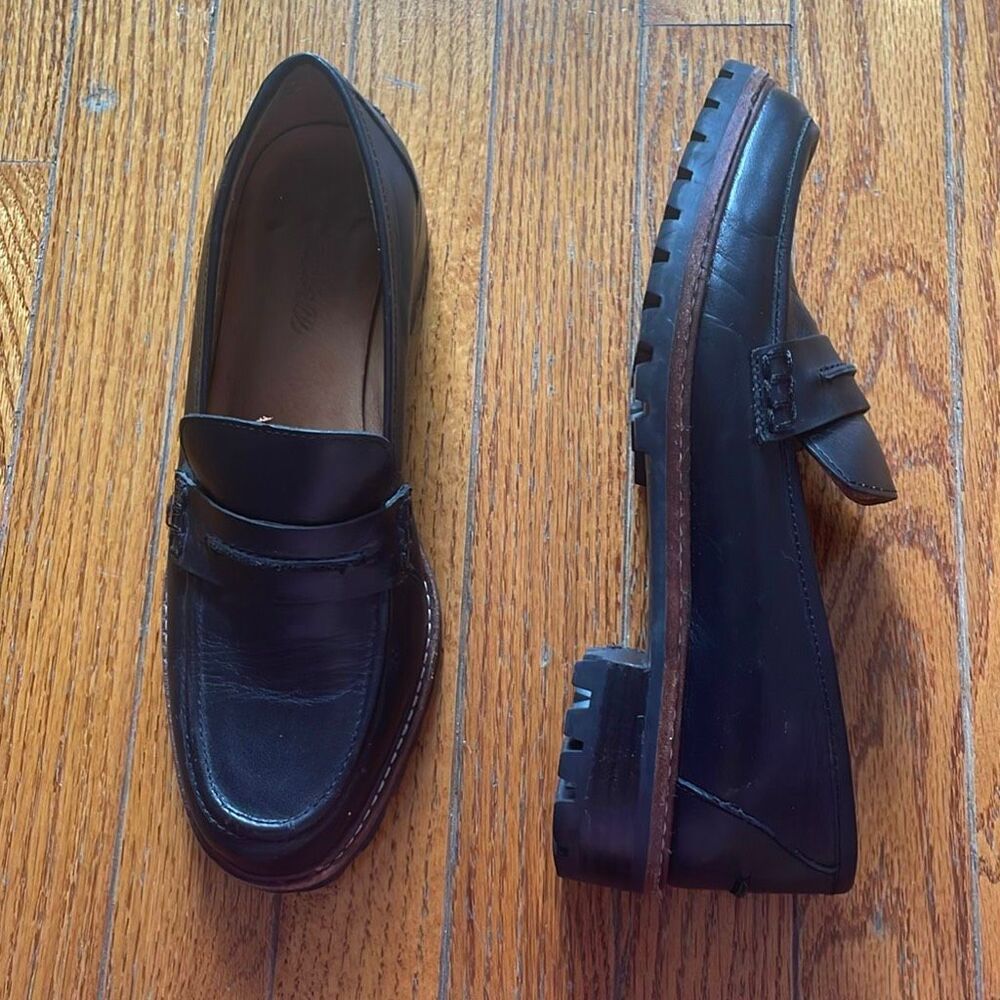 Madewell The Corinne Lugsole Loafer Shoes Womens genuine Black Leather size 8